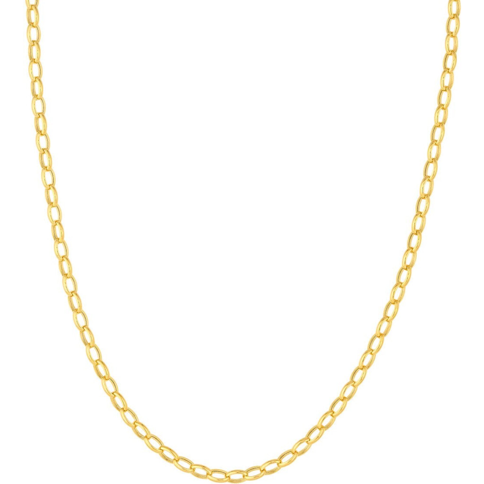 Olas d'Oro 20" Necklace - 14K Yellow Gold 4.5mm Hollow Oval Forzentina Chain with Pear Lock