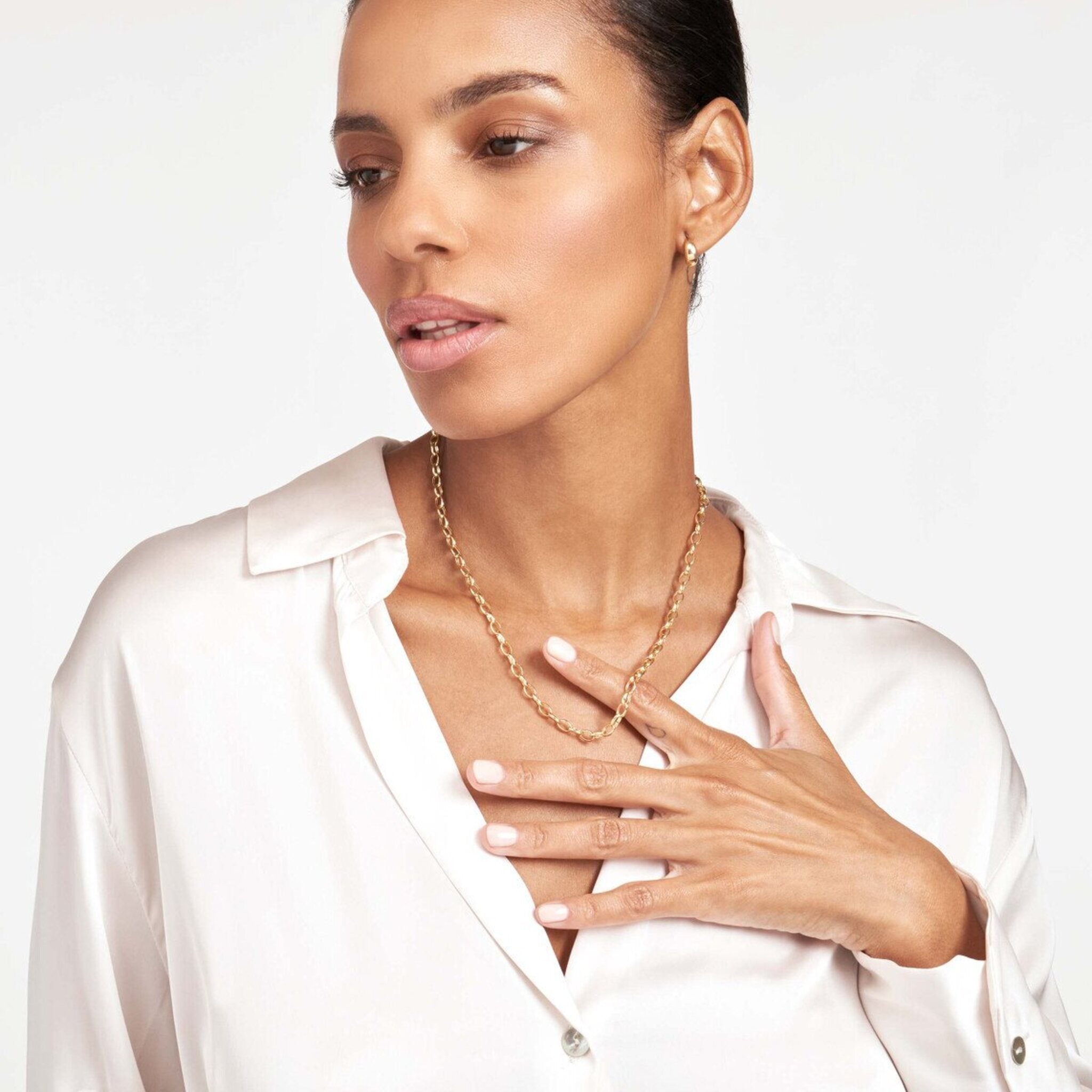 Olas d'Oro 20" Necklace - 14K Yellow Gold 4.5mm Hollow Oval Forzentina Chain with Pear Lock