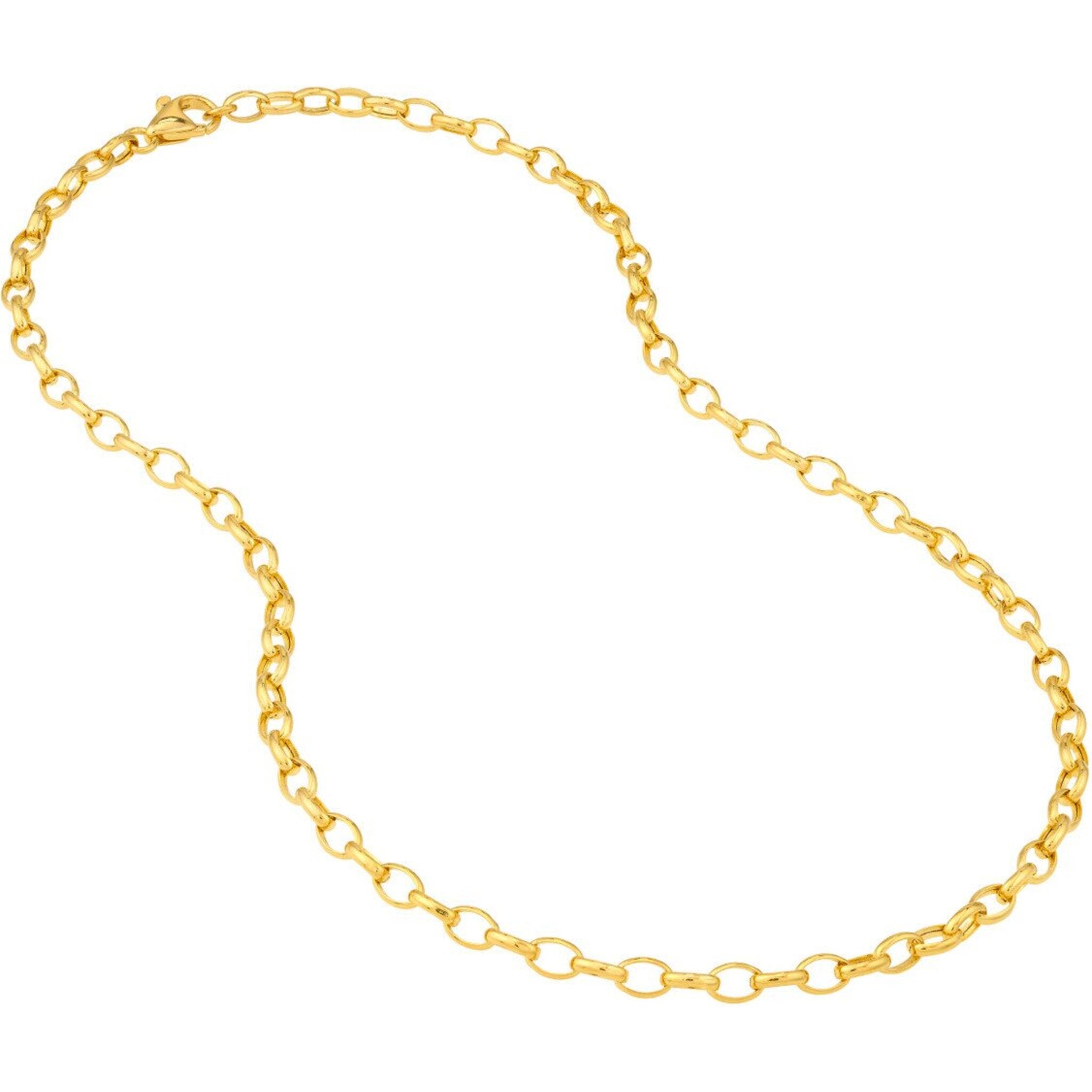 Olas d'Oro 20" Necklace - 14K Yellow Gold 4.5mm Hollow Oval Forzentina Chain with Pear Lock