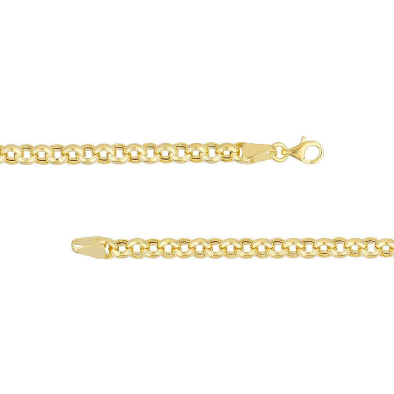 Olas d'Oro 20" Necklace - 14K Yellow Gold 5.2mm Hollow Rolo Chain with Pear Lobster Lock