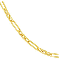 Olas d'Oro 20" Necklace - 14K Yellow Gold Hollow 3+1 Paper Clip Chain with Lobster Lock