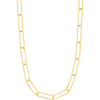 Olas d'Oro 20" Necklace - 14K Yellow Gold Round Wire Paper Clip Chain Necklace