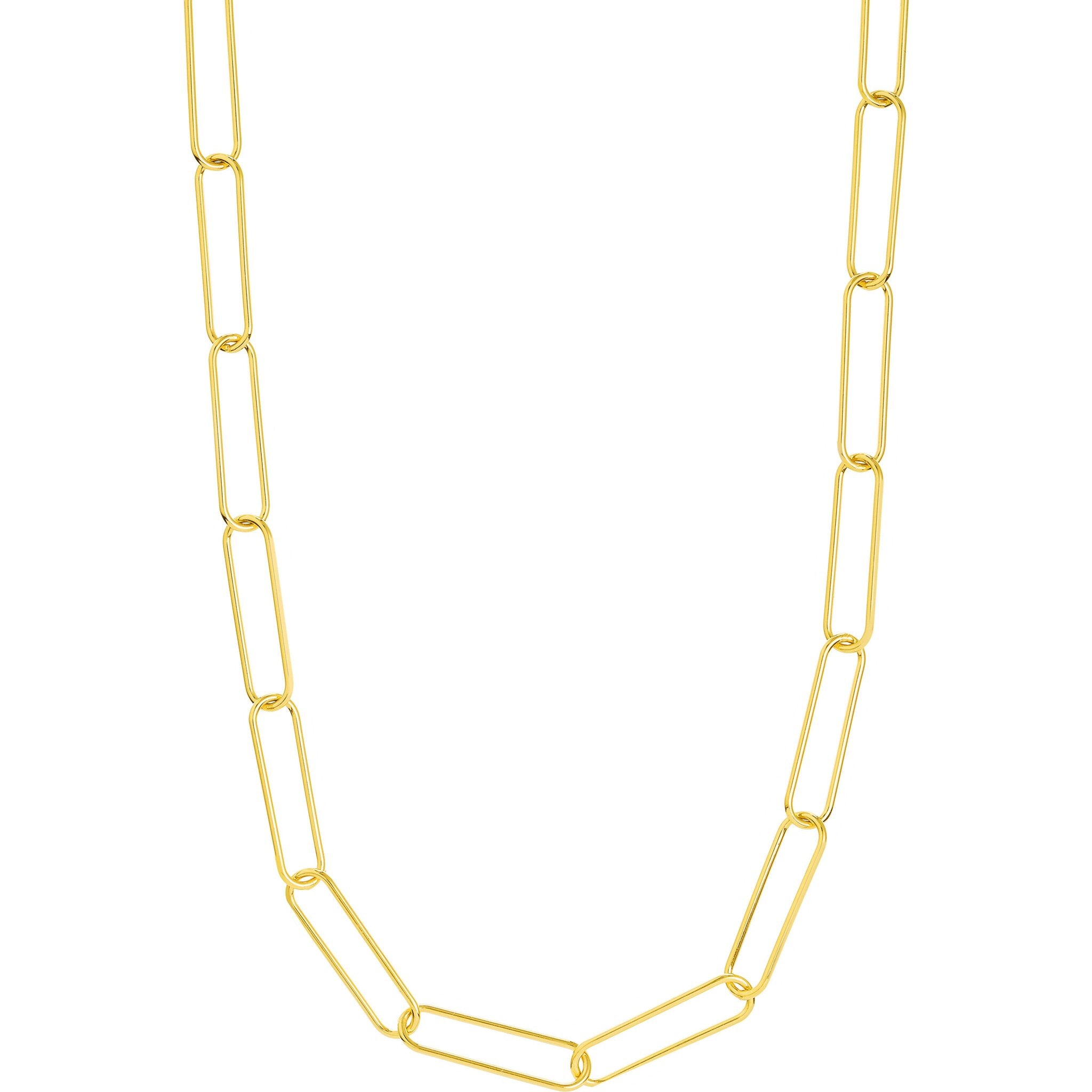 Olas d'Oro 20" Necklace - 14K Yellow Gold Round Wire Paper Clip Chain Necklace