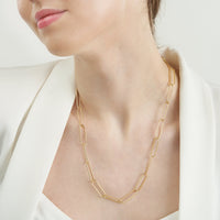 Olas d'Oro 20" Necklace - 14K Yellow Gold Round Wire Paper Clip Chain Necklace