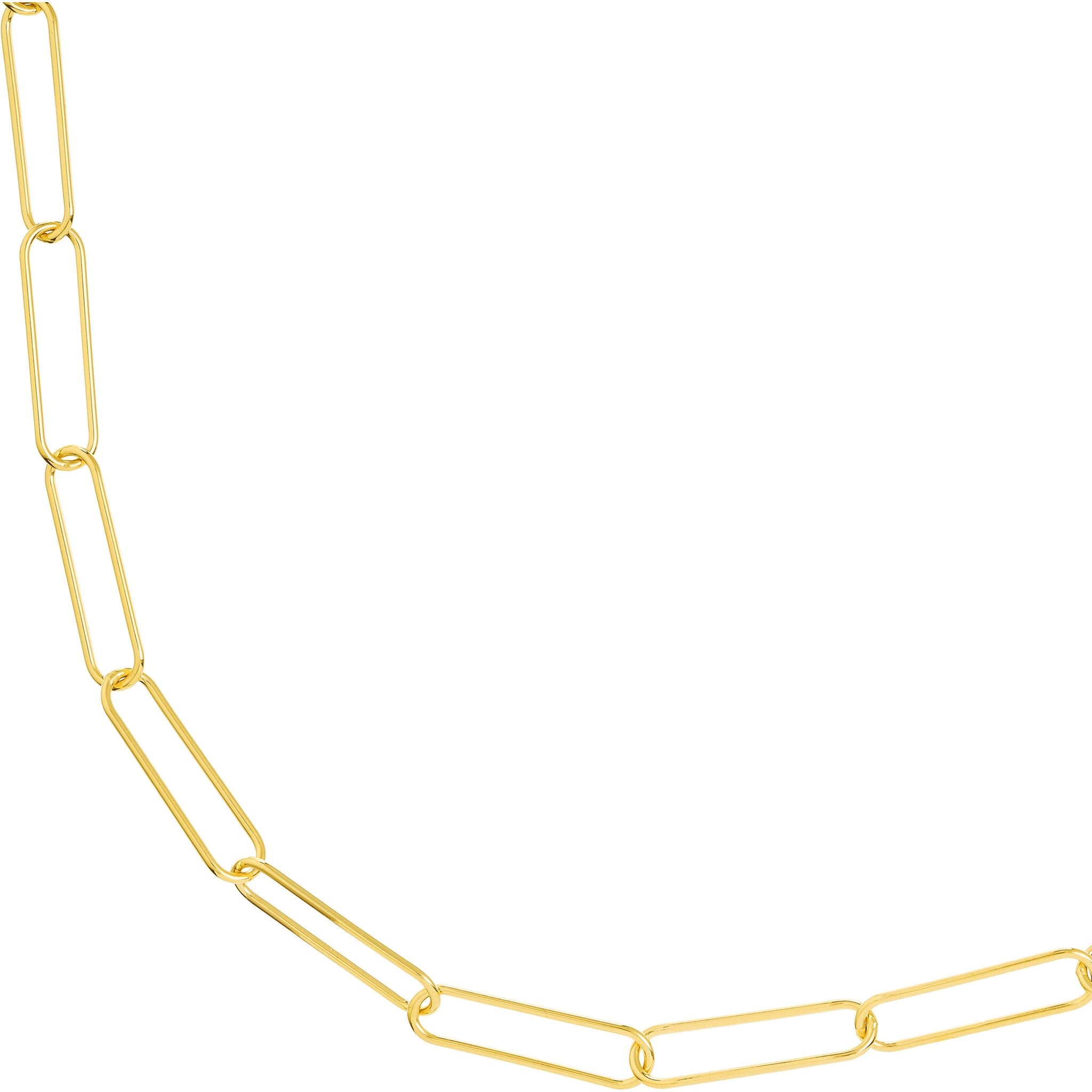 Olas d'Oro 20" Necklace - 14K Yellow Gold Round Wire Paper Clip Chain Necklace