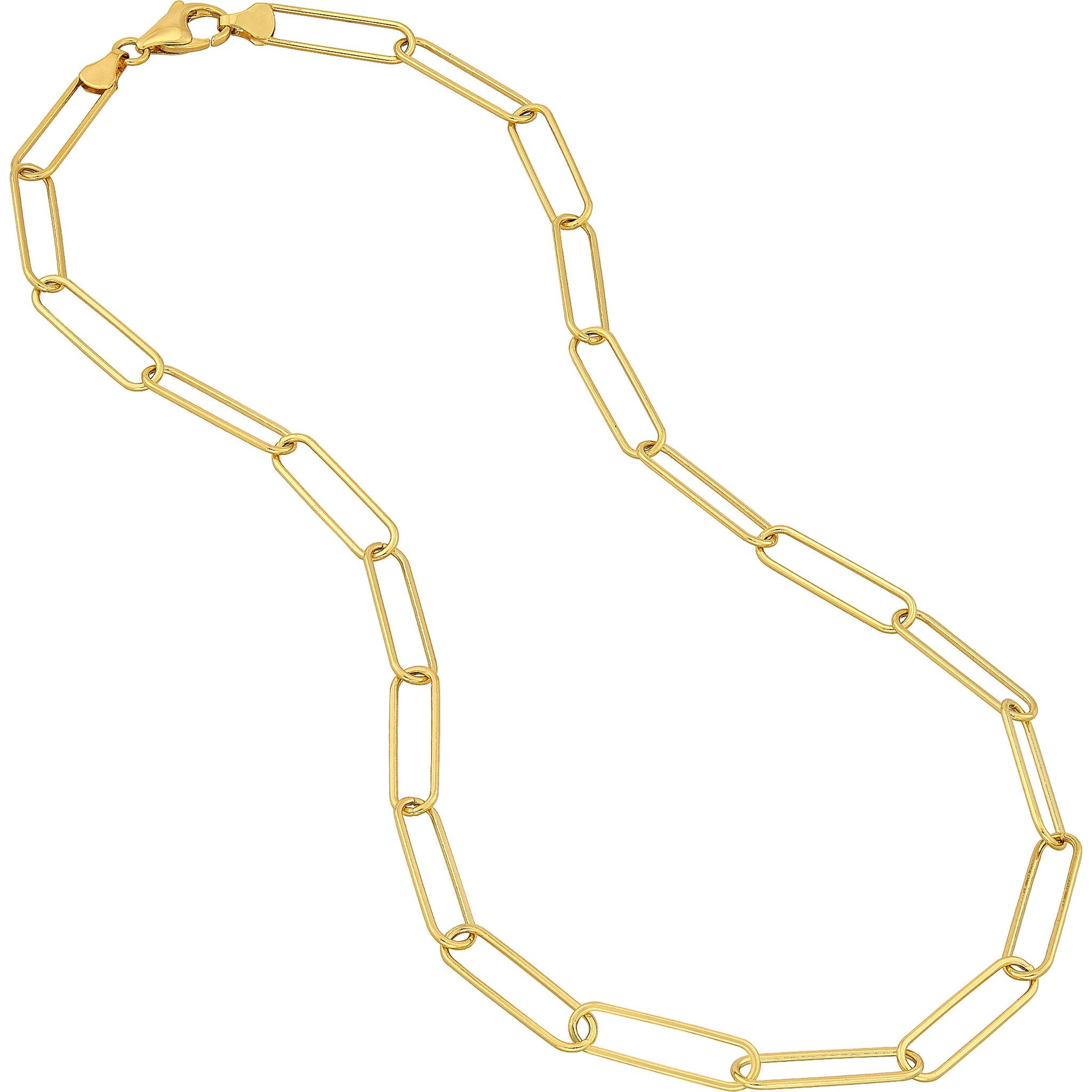 Olas d'Oro 20" Necklace - 14K Yellow Gold Round Wire Paper Clip Chain Necklace