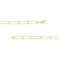 Olas d'Oro 20" Necklace - 14K Yellow Gold Round Wire Paper Clip Chain Necklace