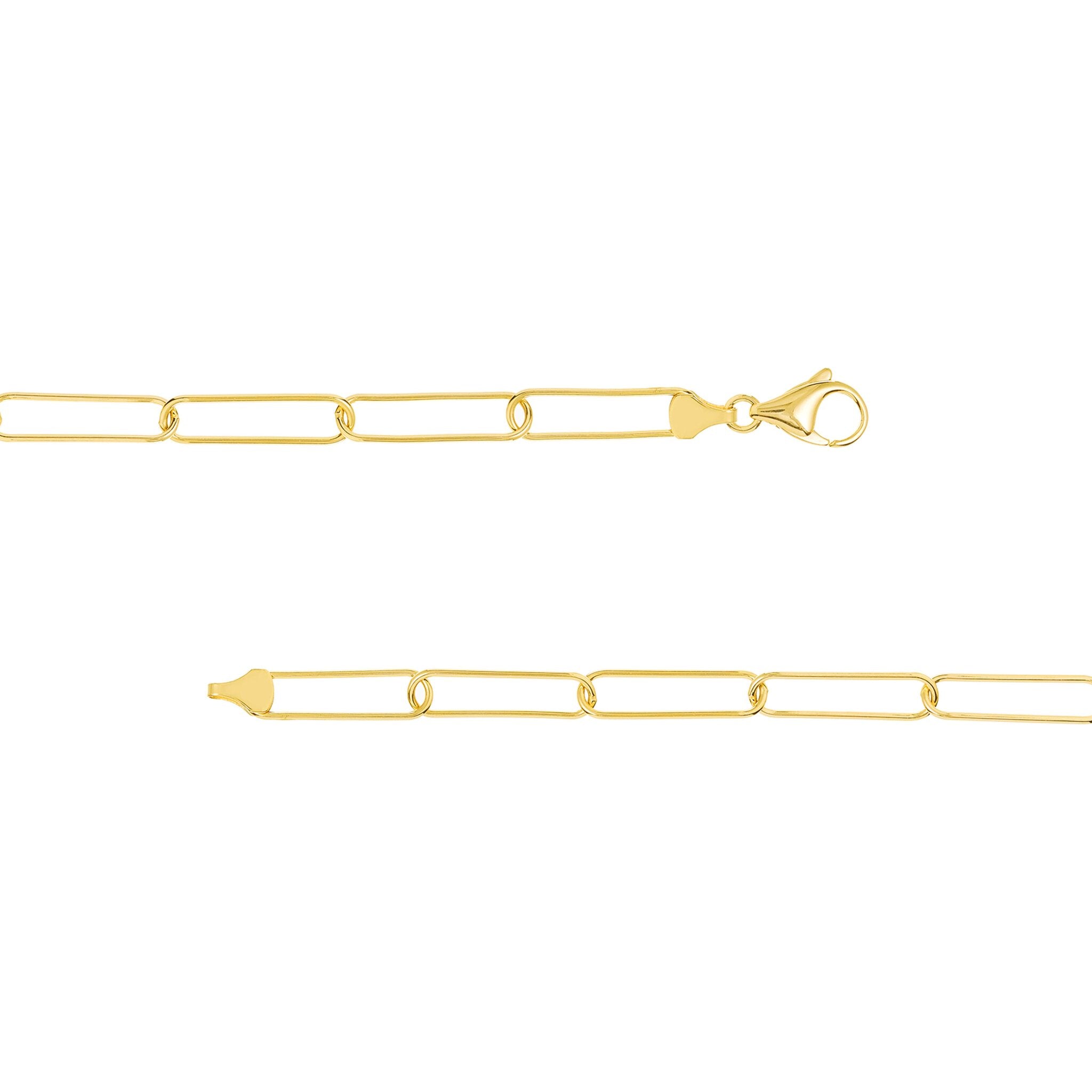 Olas d'Oro 20" Necklace - 14K Yellow Gold Round Wire Paper Clip Chain Necklace