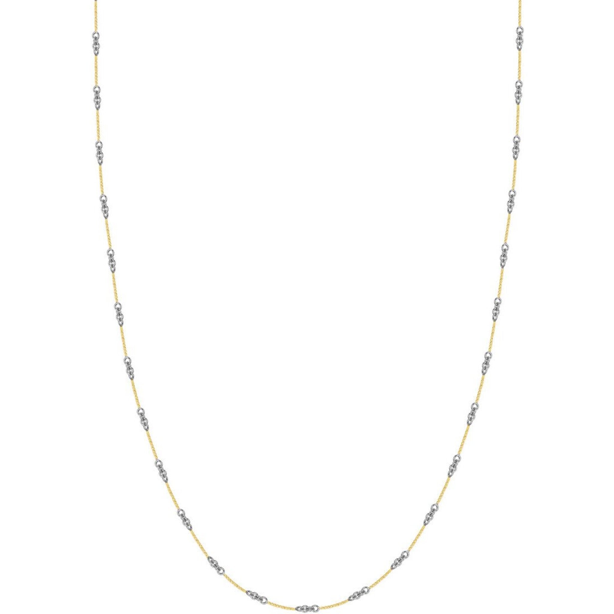 Olas d'Oro 20" Necklace - 14K Yellow/White Gold 0.8mm Two-Tone Designer Twist Chain with Lobster Lock