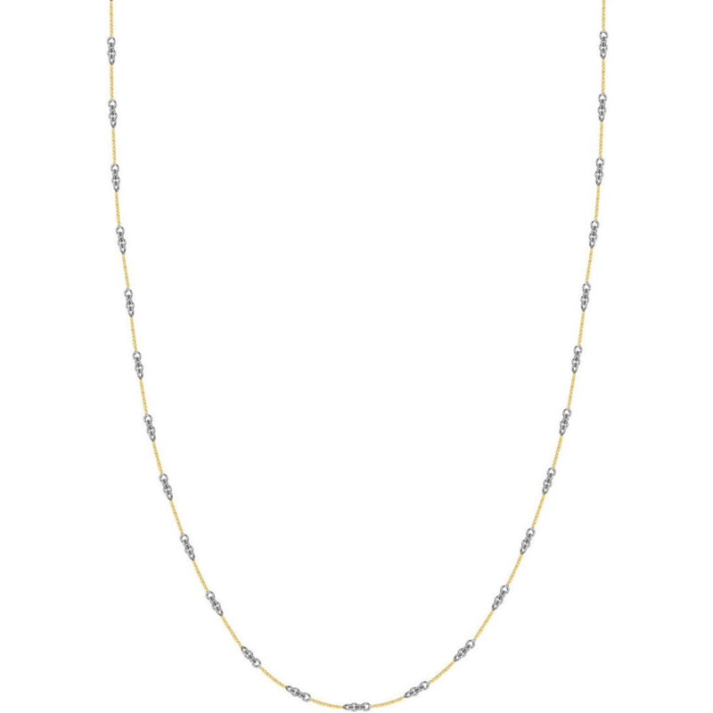 Olas d'Oro 20" Necklace - 14K Yellow/White Gold 0.8mm Two-Tone Designer Twist Chain with Lobster Lock
