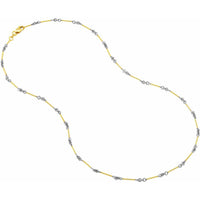 Olas d'Oro 20" Necklace - 14K Yellow/White Gold 0.8mm Two-Tone Designer Twist Chain with Lobster Lock