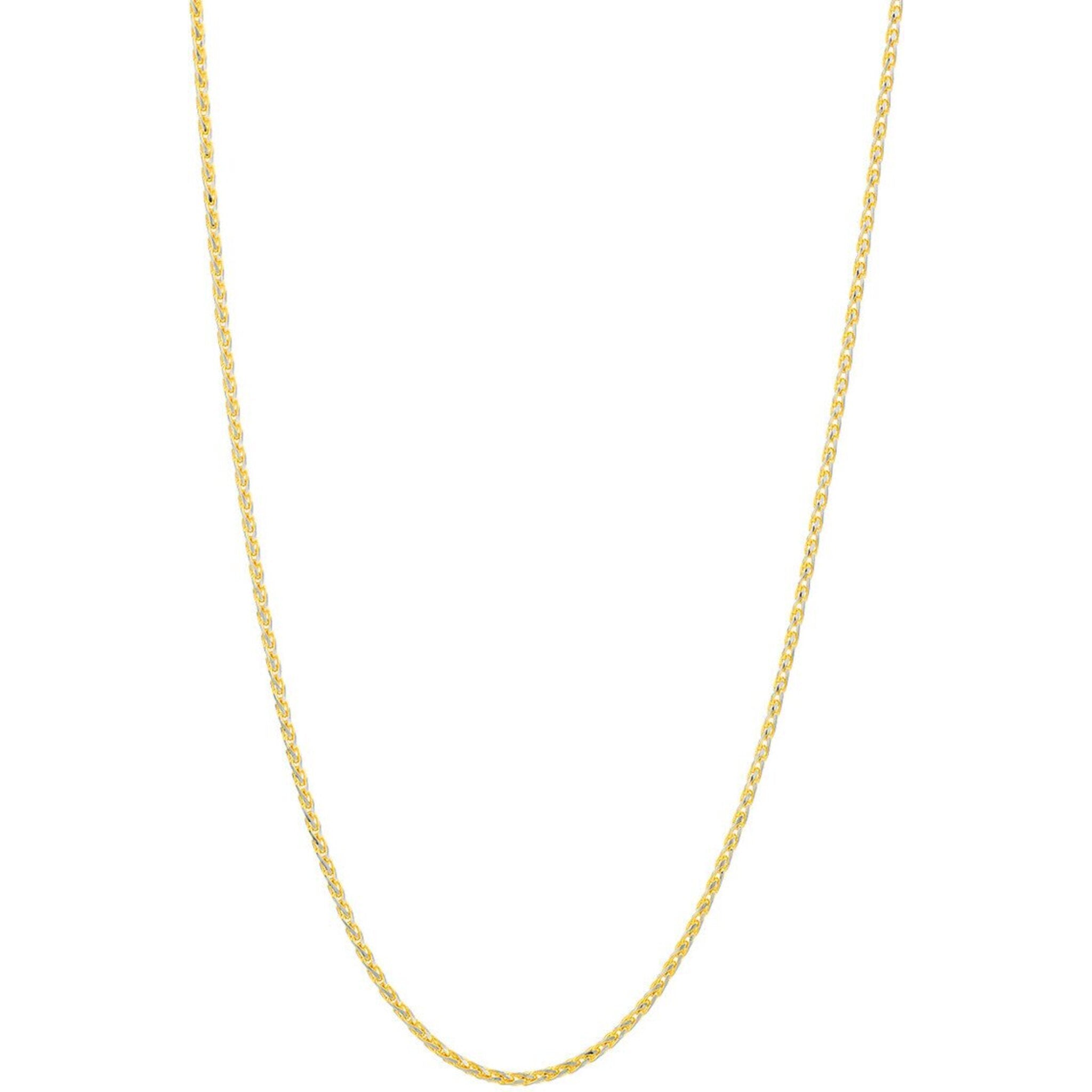 Olas d'Oro 20" Necklace - 14K Yellow/White Gold 1.05mm Two-Tone Pave Wheat Chain with Lobster Lock