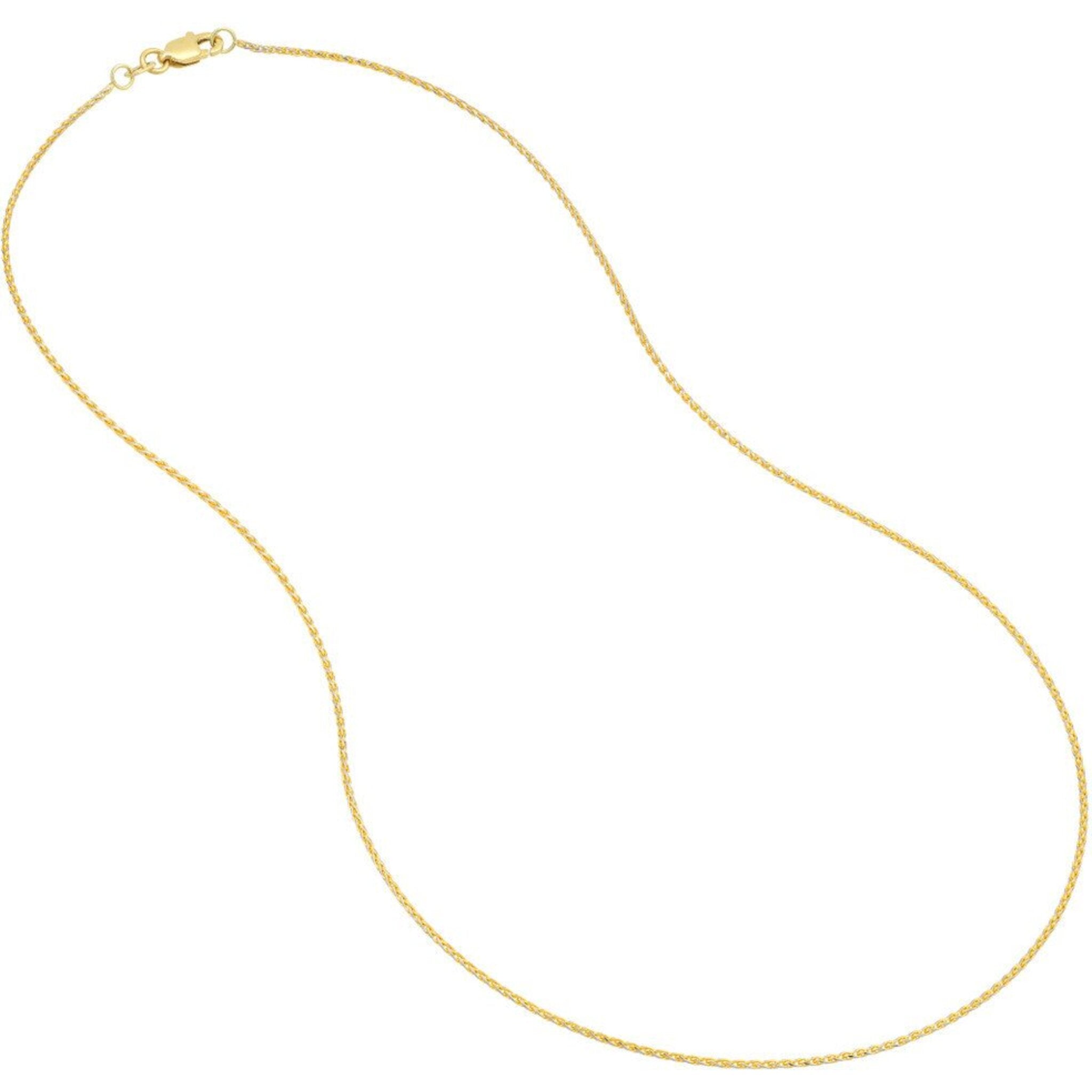 Olas d'Oro 20" Necklace - 14K Yellow/White Gold 1.05mm Two-Tone Pave Wheat Chain with Lobster Lock