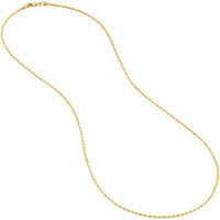 Olas d'Oro 22" Necklace - 10K Yellow Gold 1.8mm Diamond Cut Rope Chain with Lobster Lock