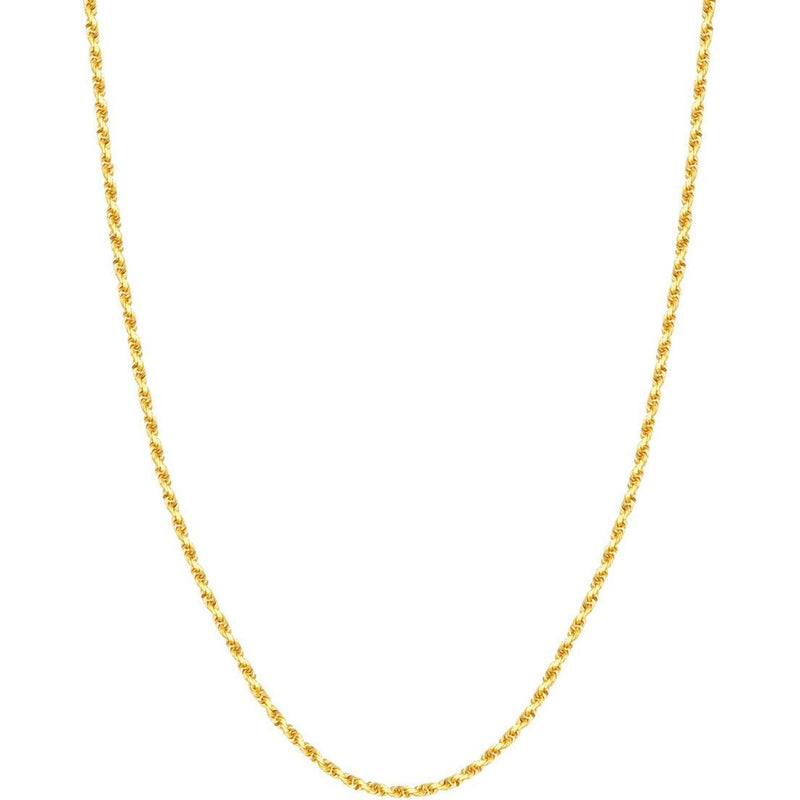 Olas d'Oro 22" Necklace - 10K Yellow Gold 3mm Diamond Cut Rope Chain with Lobster Lock