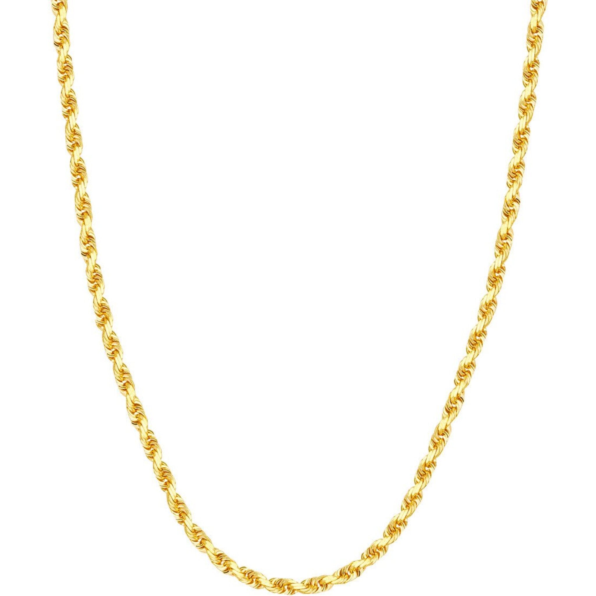 Olas d'Oro 22" Necklace - 10K Yellow Gold 4.4mm Diamond Cut Rope Chain with Lobster Lock