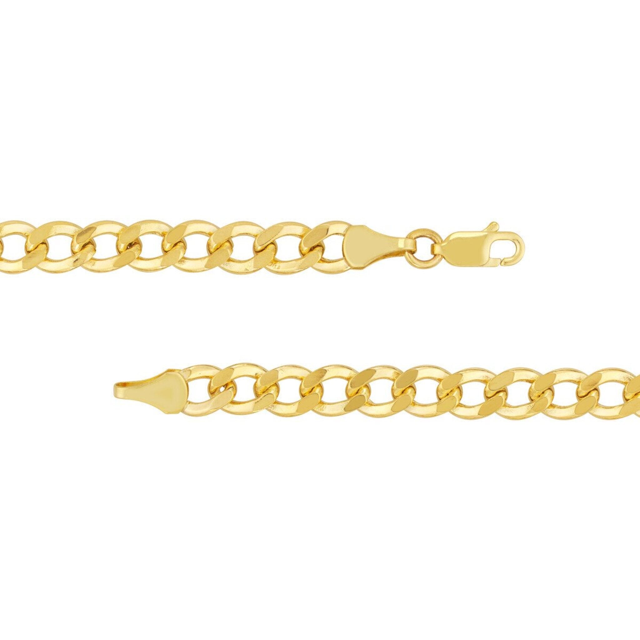Olas d'Oro 22" Necklace - 10K Yellow Gold 5.7mm Hollow Cuban Chain with Lobster Lock