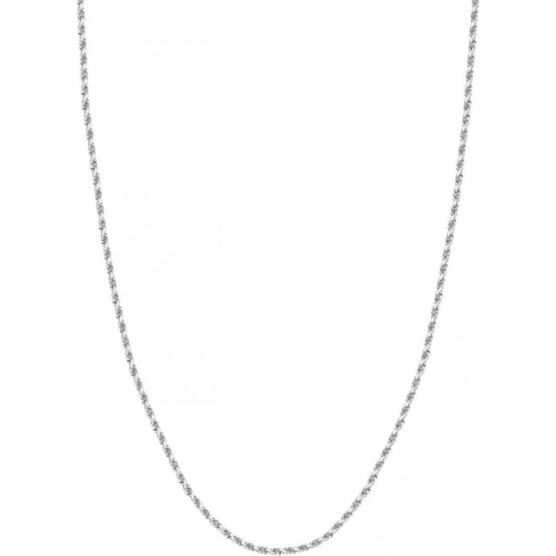 Olas d'Oro 22" Necklace - 14K White Gold 2.15mm Diamond Cut Rope Chain with Lobster Lock
