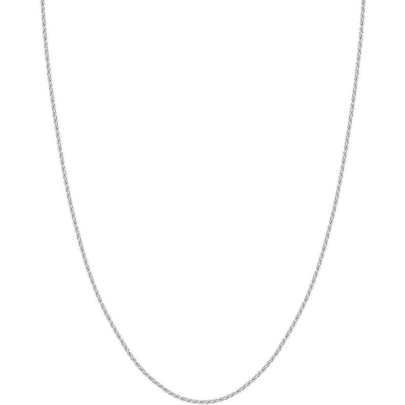 Olas d'Oro 22" Necklace - 14K White Gold 2mm Light Rope Chain with Lobster Lock