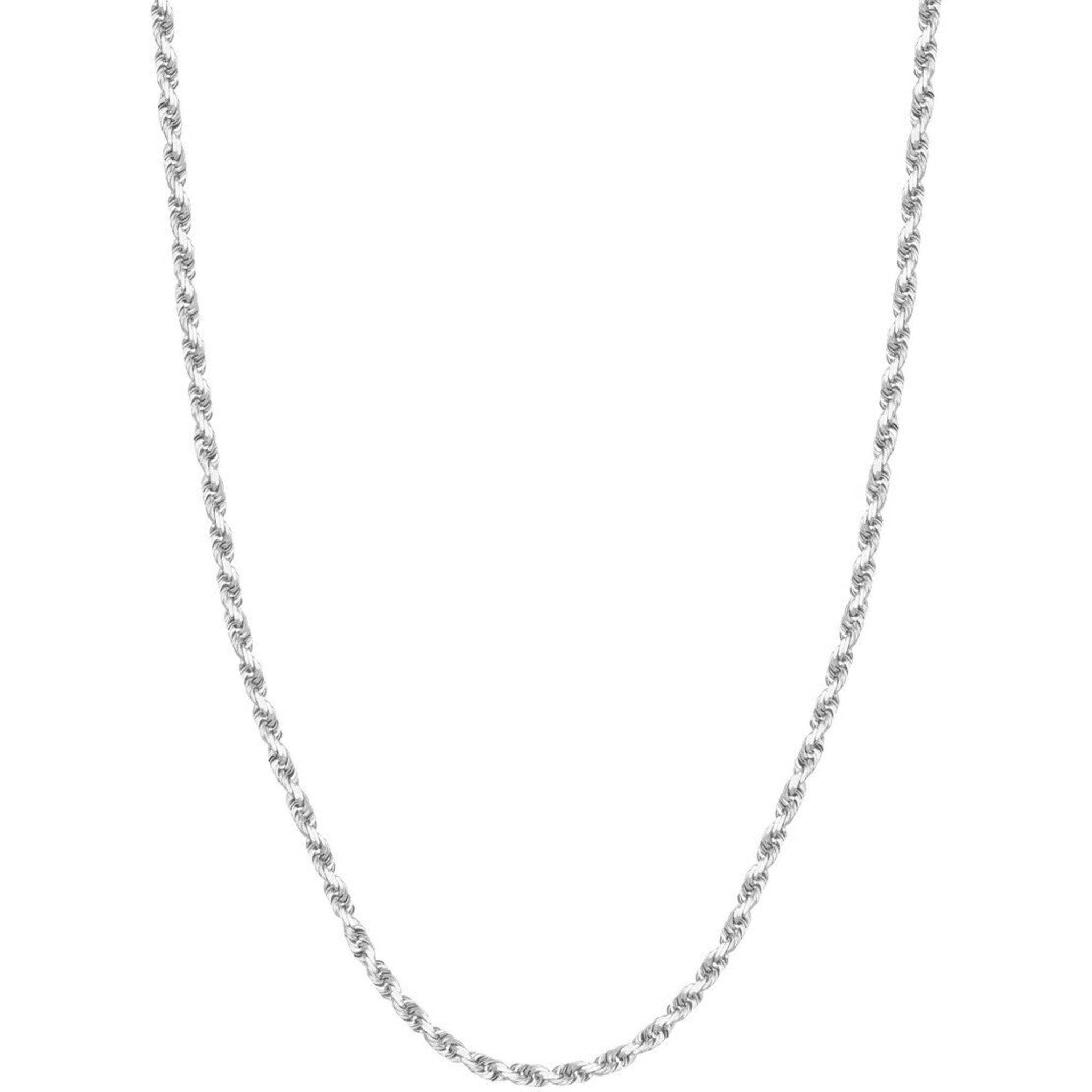 Olas d'Oro 22" Necklace - 14K White Gold 3.8mm Diamond Cut Rope Chain with Lobster Lock
