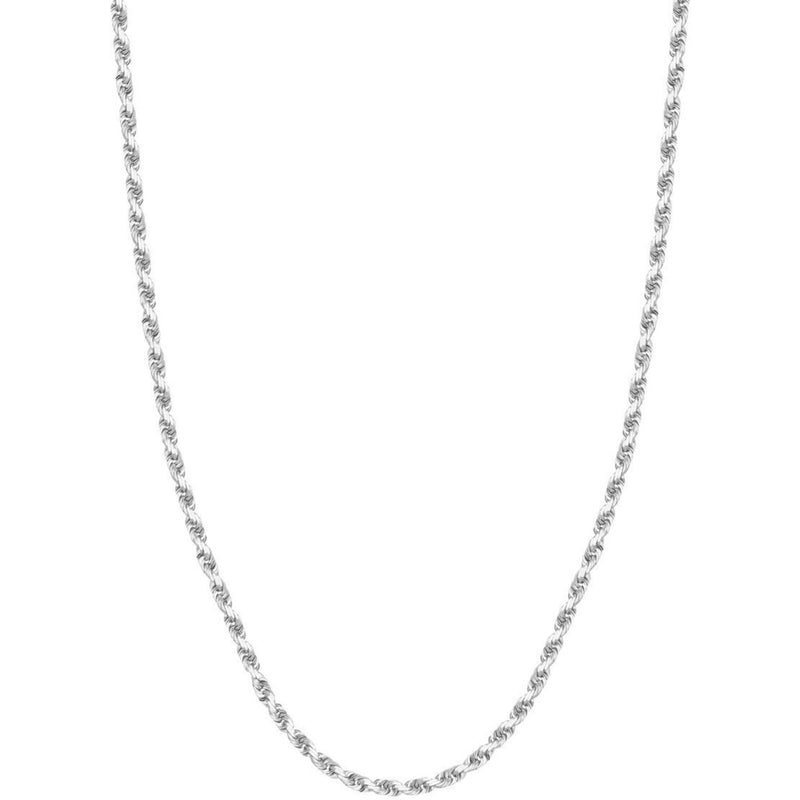 Olas d'Oro 22" Necklace - 14K White Gold 3.8mm Diamond Cut Rope Chain with Lobster Lock