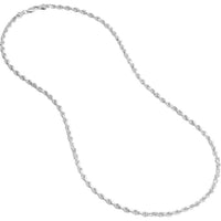 Olas d'Oro 22" Necklace - 14K White Gold 3.8mm Diamond Cut Rope Chain with Lobster Lock