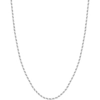 Olas d'Oro 22" Necklace - 14K White Gold 3mm Diamond Cut Rope Chain with Lobster Lock