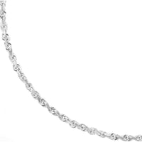 Olas d'Oro 22" Necklace - 14K White Gold 3mm Diamond Cut Rope Chain with Lobster Lock