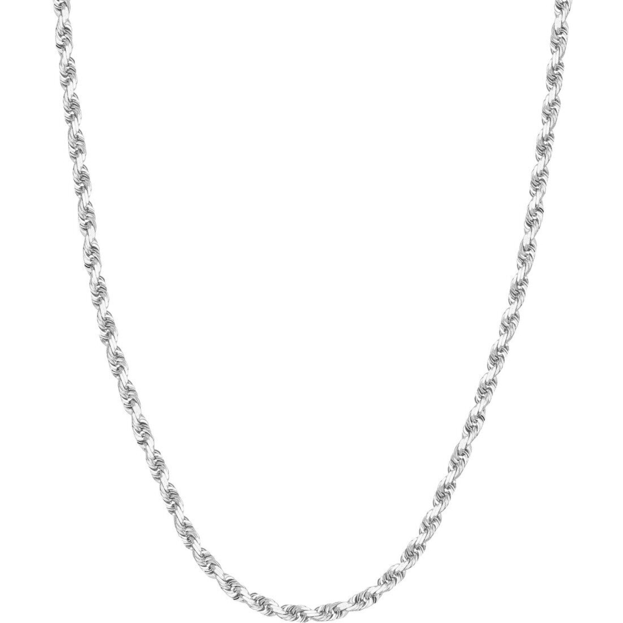 Olas d'Oro 22" Necklace - 14K White Gold 4.4mm Diamond Cut Rope Chain with Lobster Lock