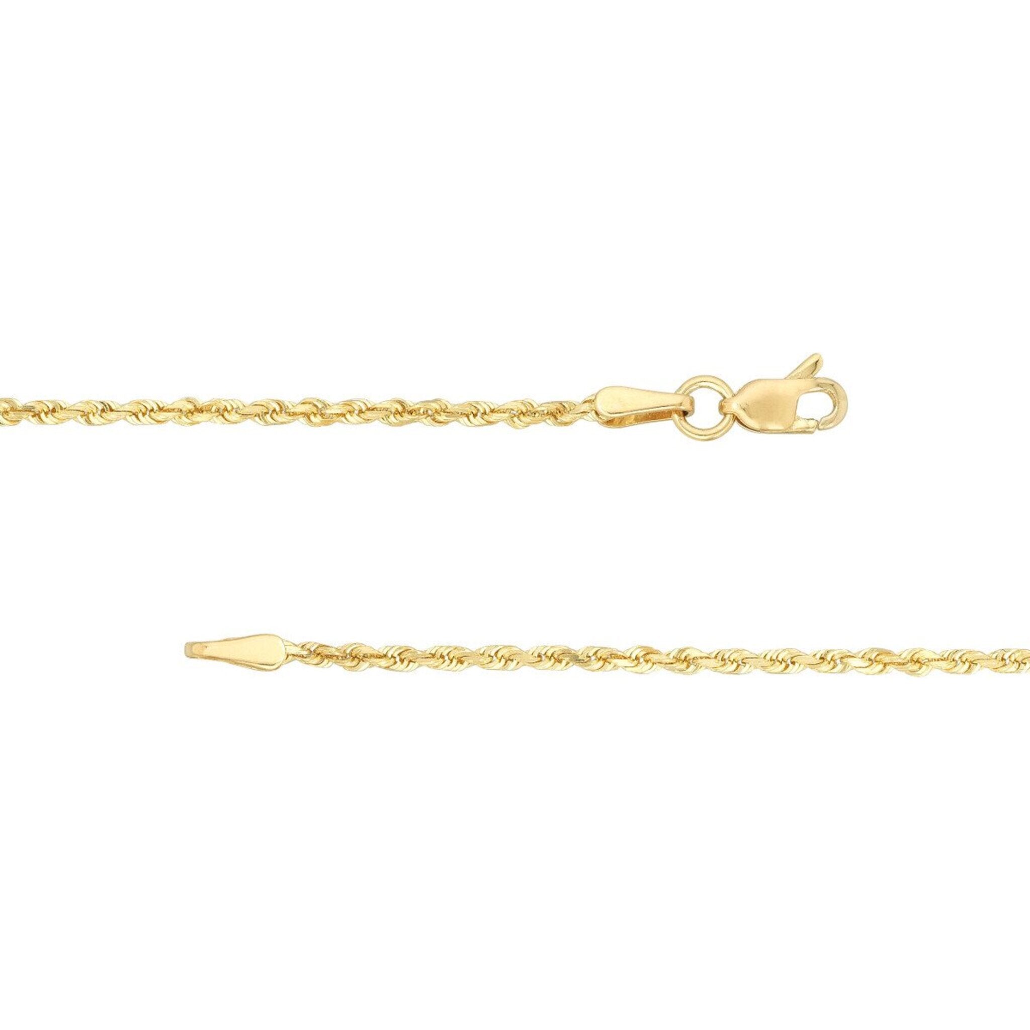 Olas d'Oro 22" Necklace - 14K Yellow Gold 1.8mm Diamond Cut Rope Chain with Lobster Lock