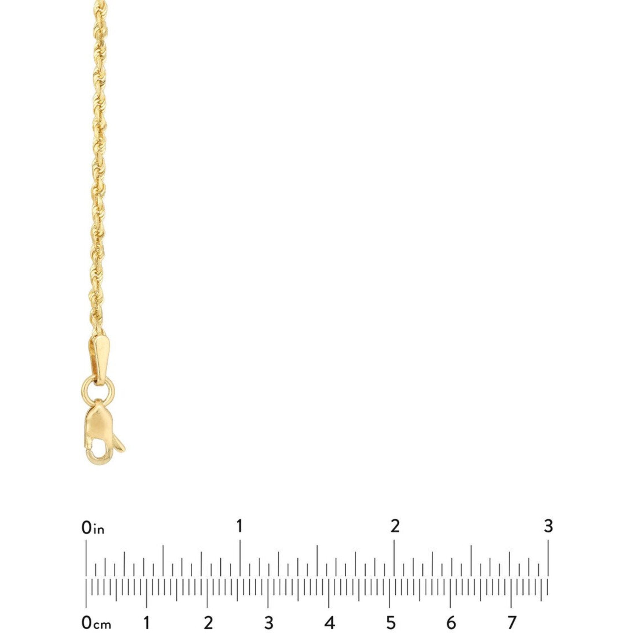 Olas d'Oro 22" Necklace - 14K Yellow Gold 1.8mm Diamond Cut Rope Chain with Lobster Lock