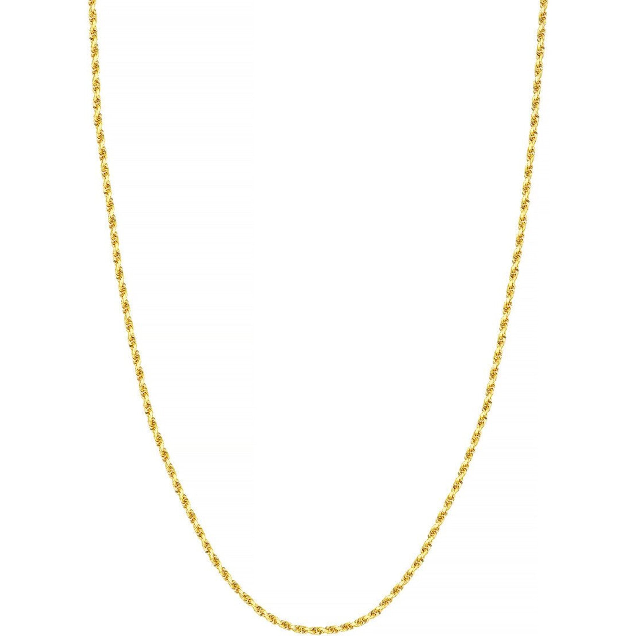 Olas d'Oro 22" Necklace - 14K Yellow Gold 2.15mm Diamond Cut Rope Chain with Lobster Lock