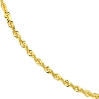Olas d'Oro 22" Necklace - 14K Yellow Gold 2.15mm Diamond Cut Rope Chain with Lobster Lock