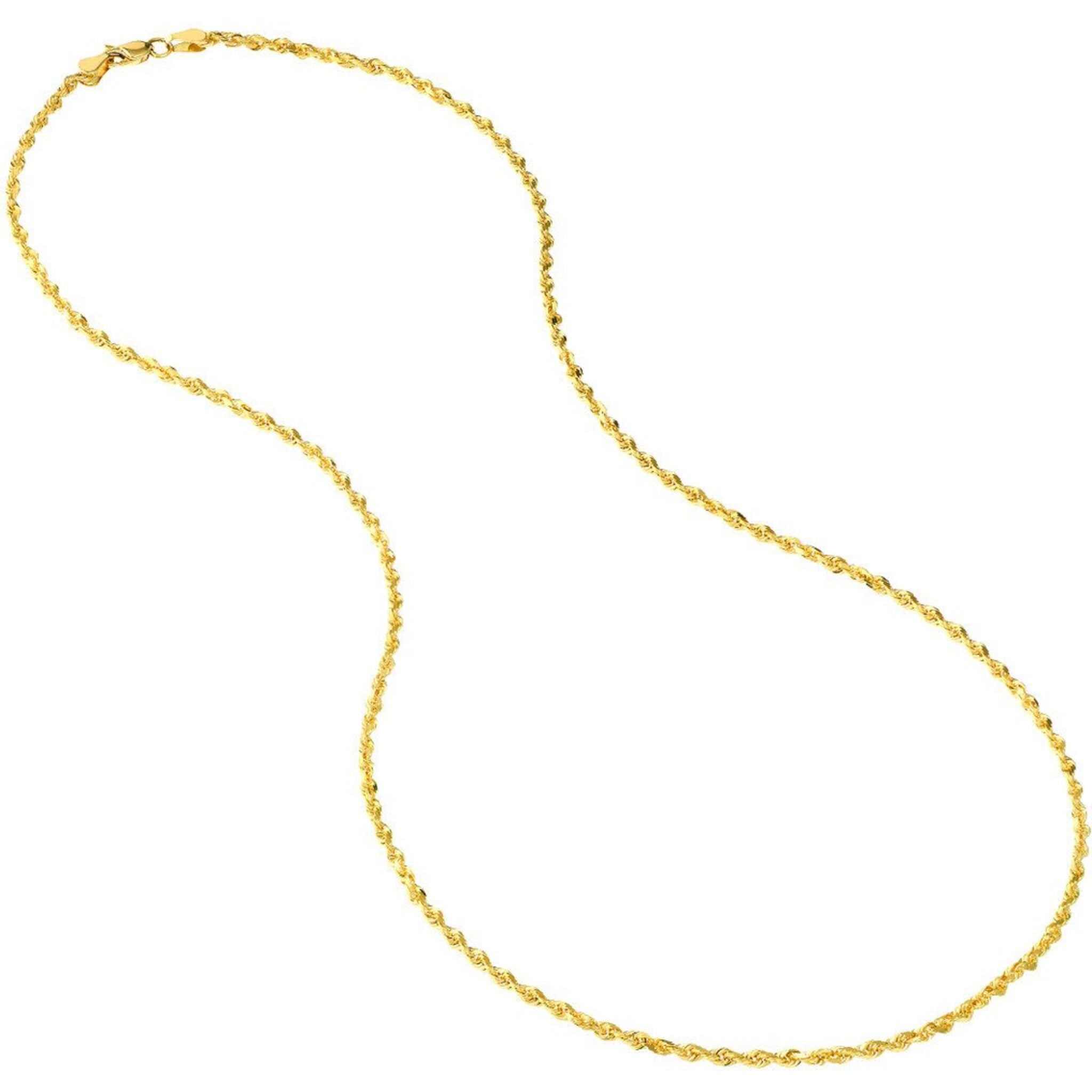 Olas d'Oro 22" Necklace - 14K Yellow Gold 2.15mm Diamond Cut Rope Chain with Lobster Lock