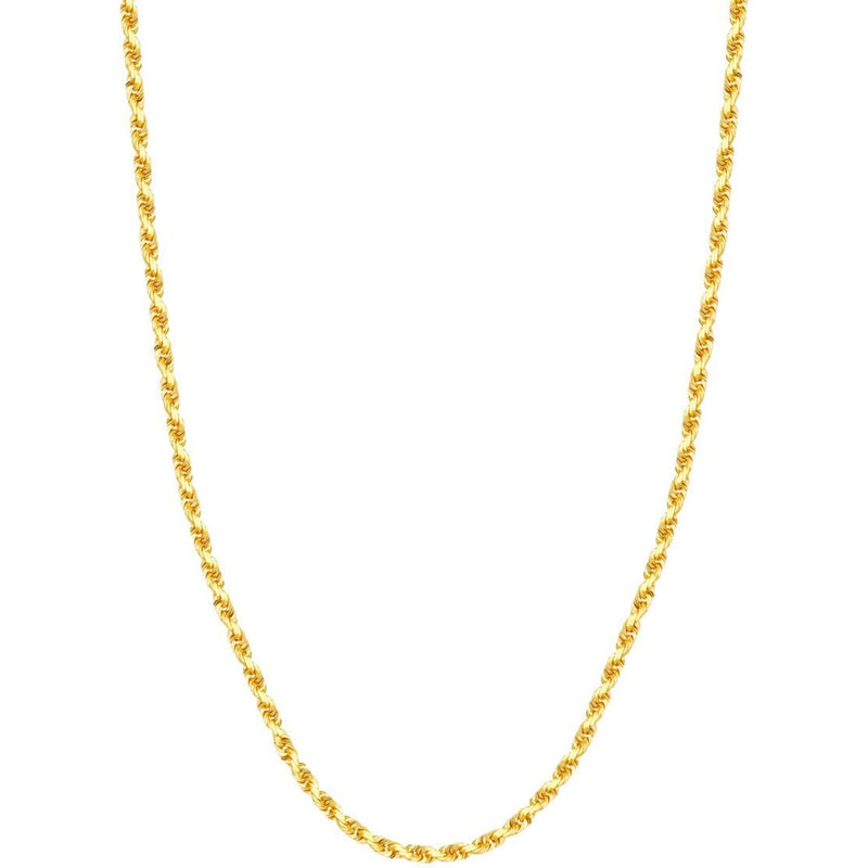 Olas d'Oro 22" Necklace - 14K Yellow Gold 3.8mm Diamond Cut Rope Chain with Lobster Lock