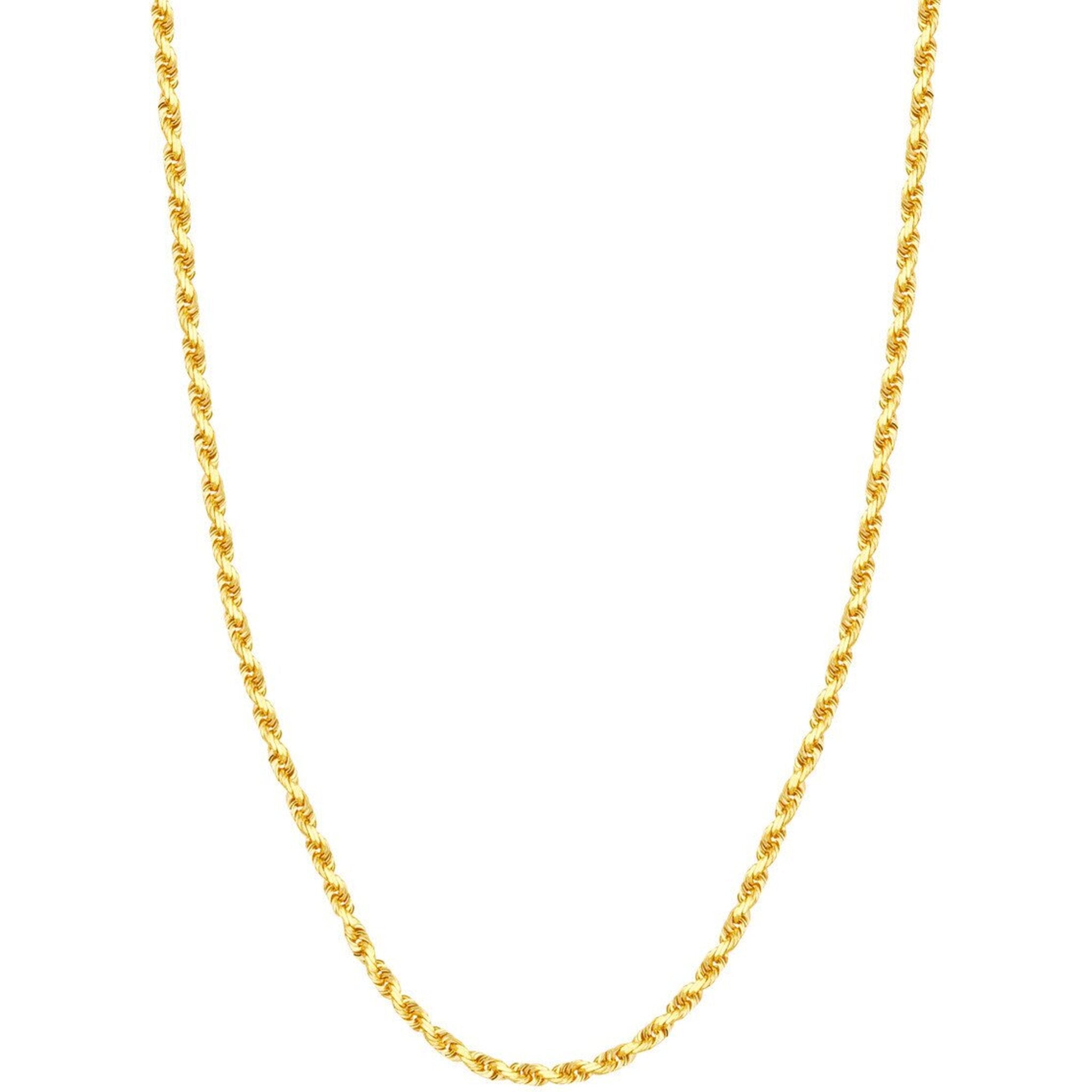 Olas d'Oro 24" Necklace - 10K Yellow Gold 3.8mm Diamond Cut Rope Chain with Lobster Lock
