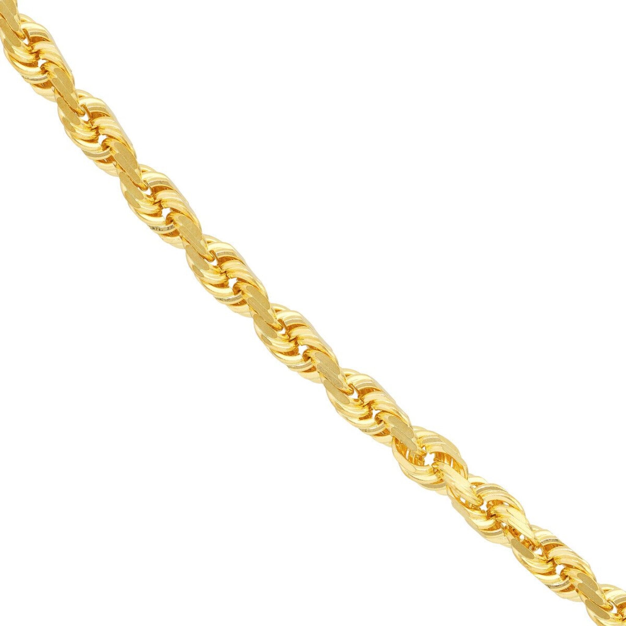 Olas d'Oro 24" Necklace - 10K Yellow Gold 3.8mm Diamond Cut Rope Chain with Lobster Lock