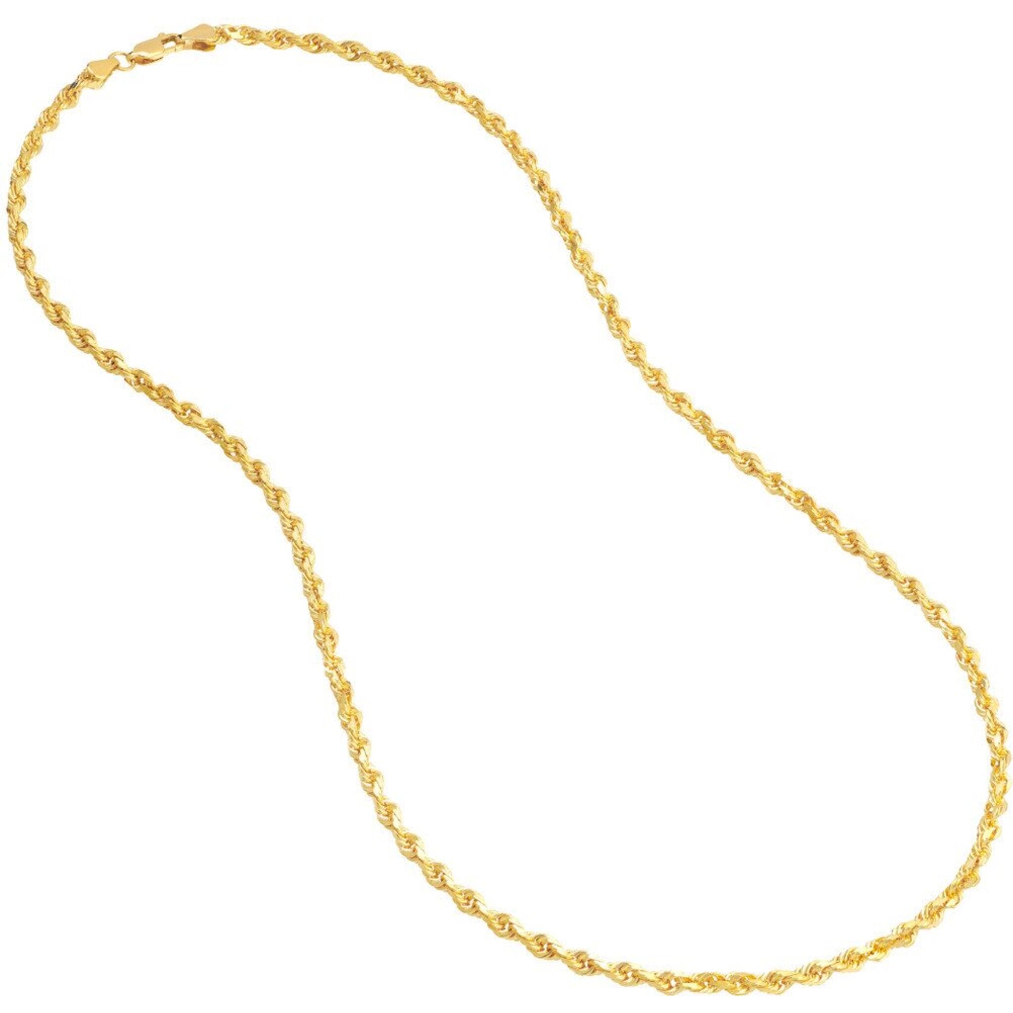 Olas d'Oro 24" Necklace - 10K Yellow Gold 3.8mm Diamond Cut Rope Chain with Lobster Lock
