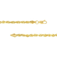 Olas d'Oro 24" Necklace - 10K Yellow Gold 3.8mm Diamond Cut Rope Chain with Lobster Lock