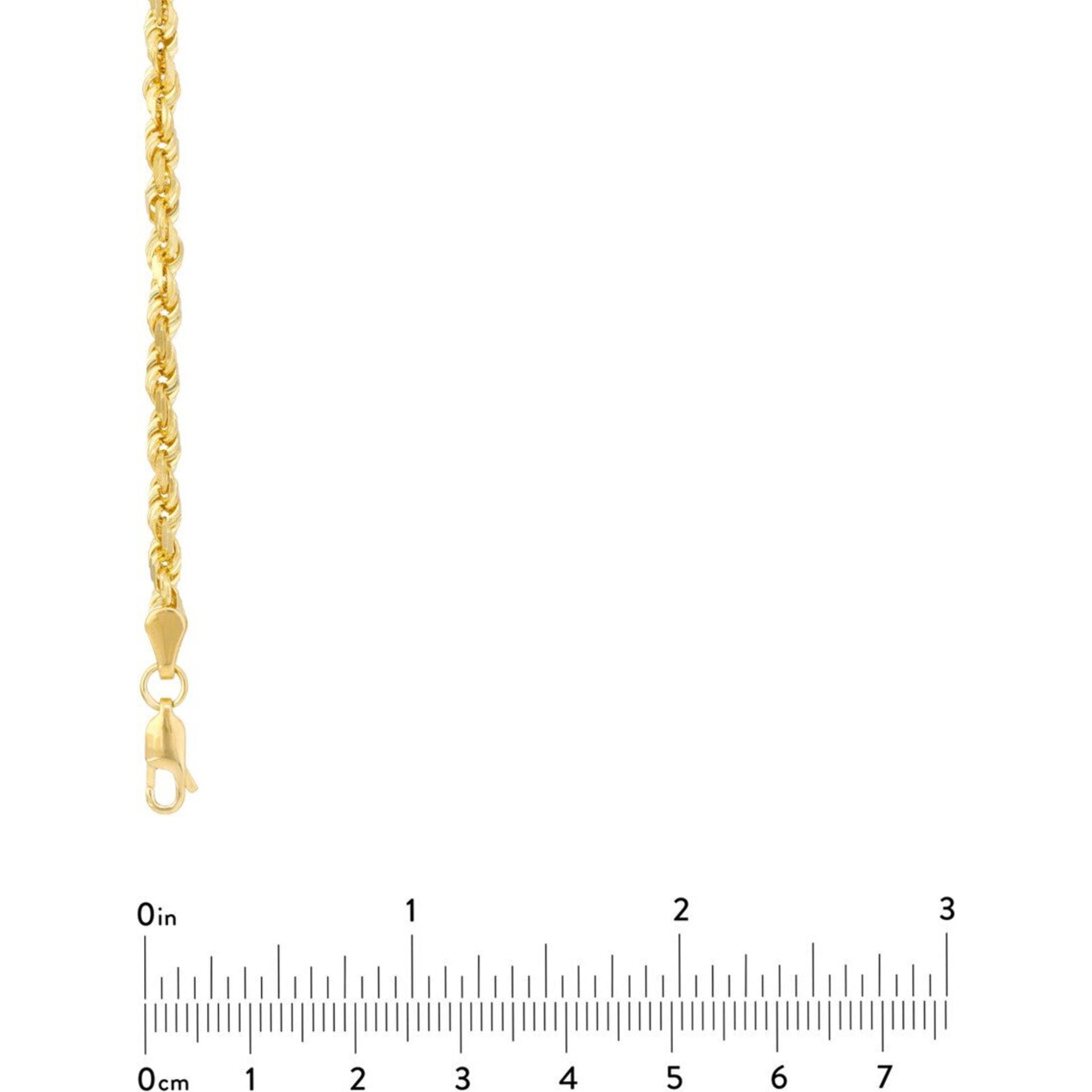 Olas d'Oro 24" Necklace - 10K Yellow Gold 3.8mm Diamond Cut Rope Chain with Lobster Lock