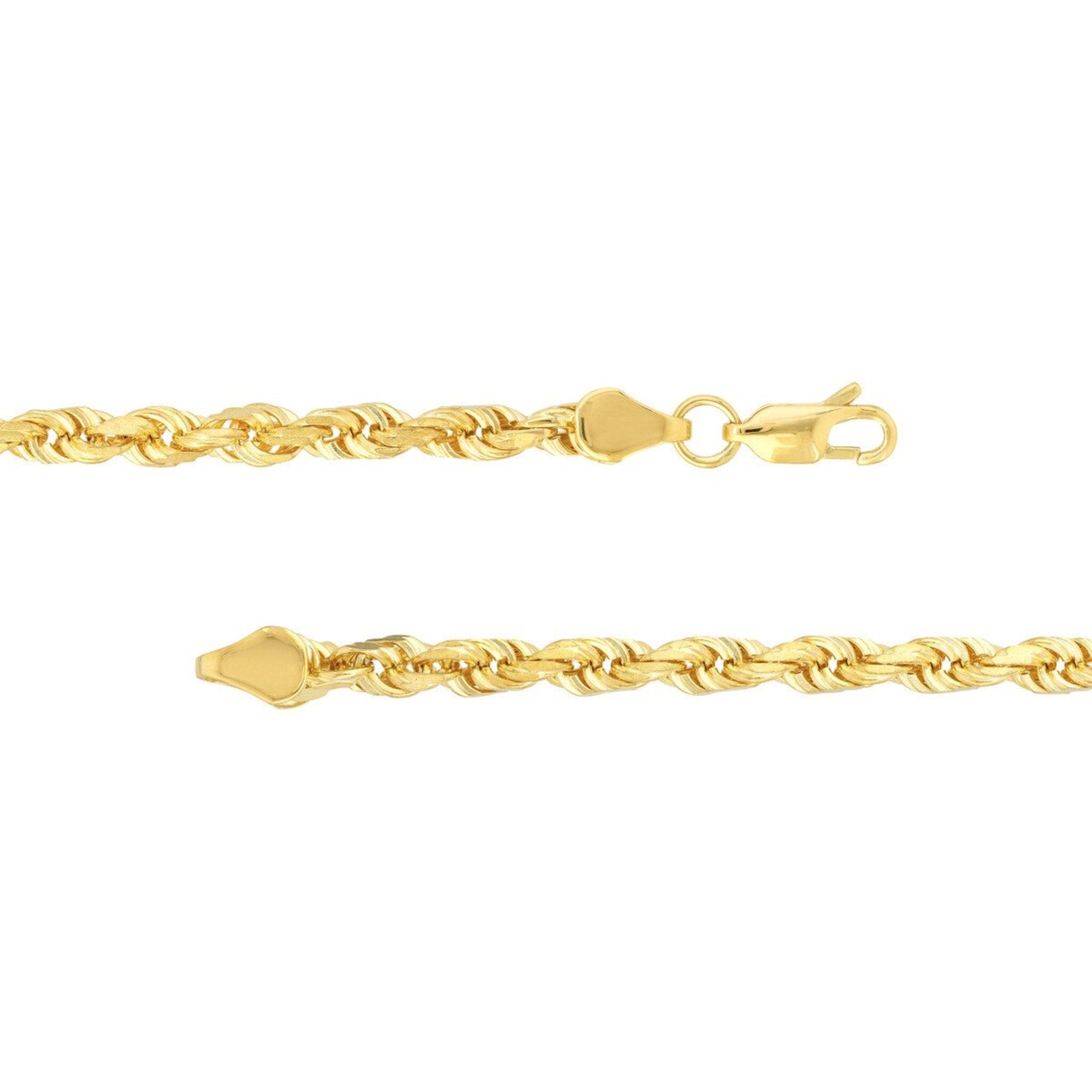 4mm Rope Solid Gold Diamond Lock Necklace | Uverly 14K / Yellow / 30