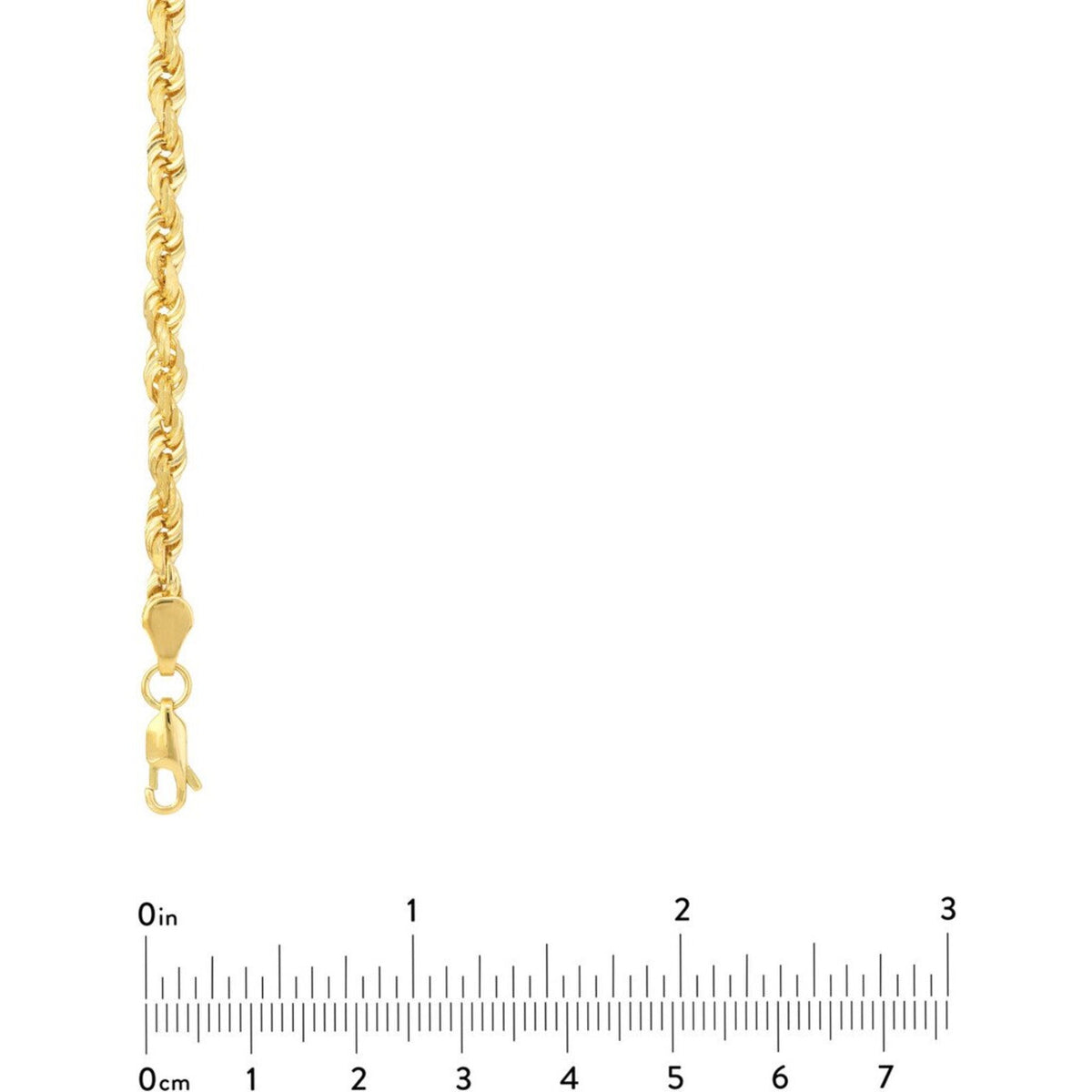 Olas d'Oro 24" Necklace - 10K Yellow Gold 4.4mm Diamond Cut Rope Chain with Lobster Lock