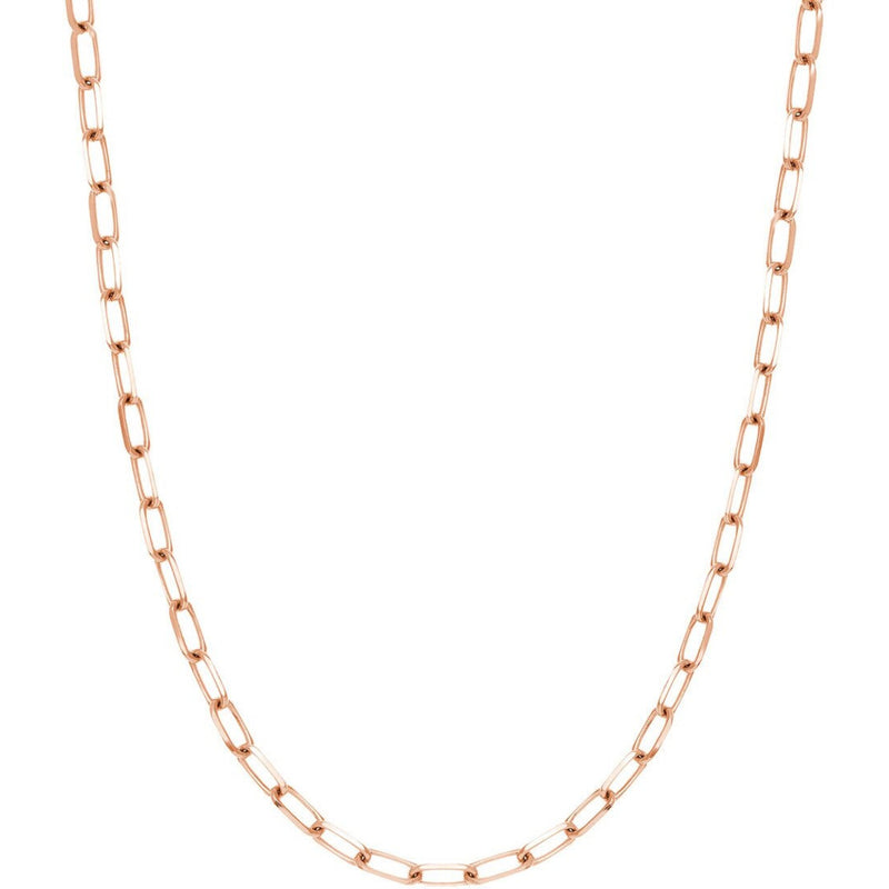 Olas d'Oro 24" Necklace - 14K Rose Gold 5.25mm Paper Clip Chain with Lobster Lock