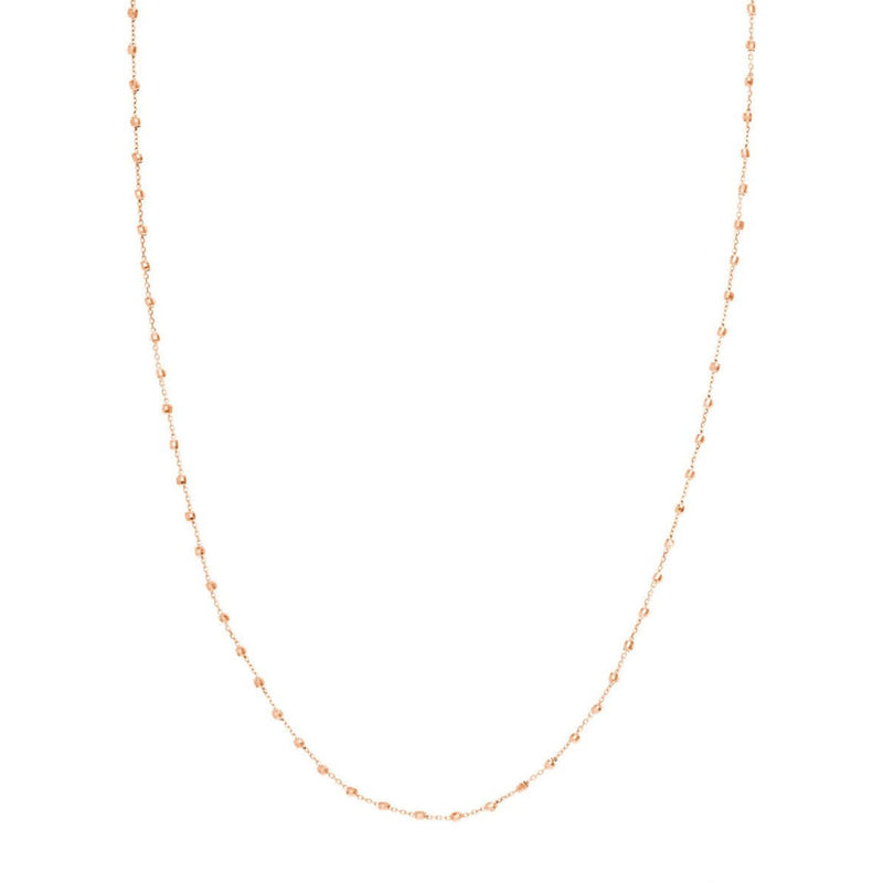 Olas d'Oro 24" Necklace - 14K Rose Gold Cable Chain with 2.5mm Diamond Cut Bead Stations