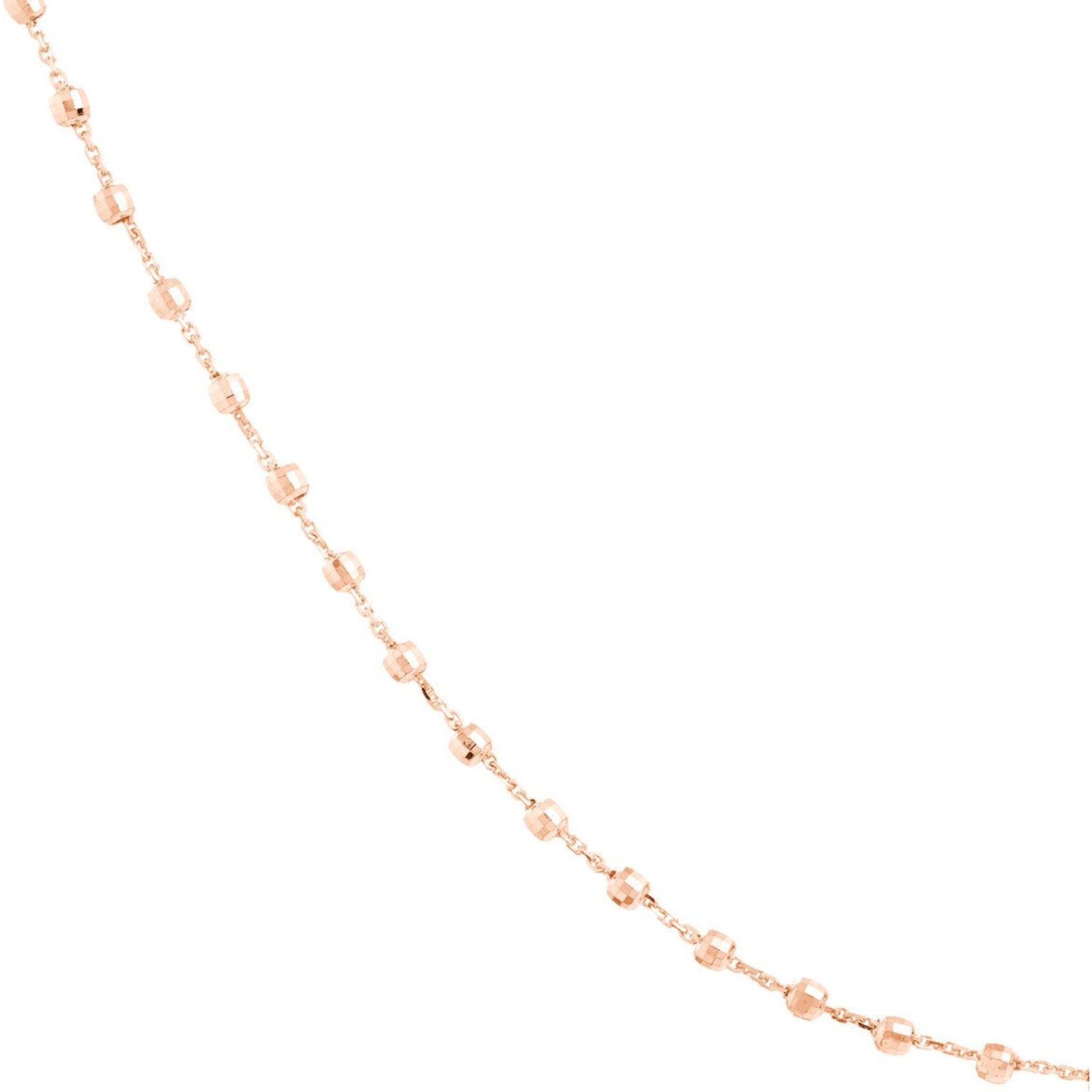 Olas d'Oro 24" Necklace - 14K Rose Gold Cable Chain with 2.5mm Diamond Cut Bead Stations
