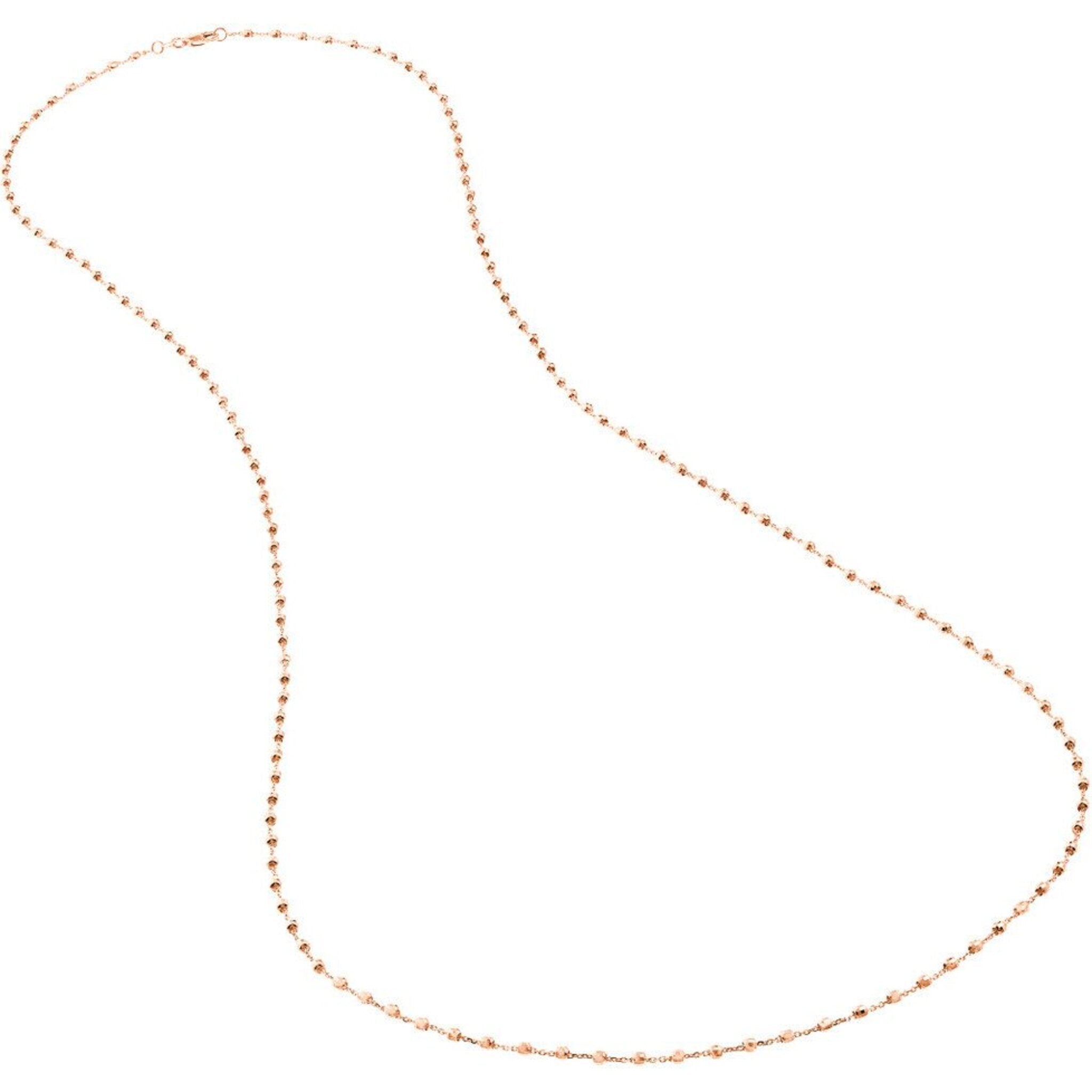 Olas d'Oro 24" Necklace - 14K Rose Gold Cable Chain with 2.5mm Diamond Cut Bead Stations