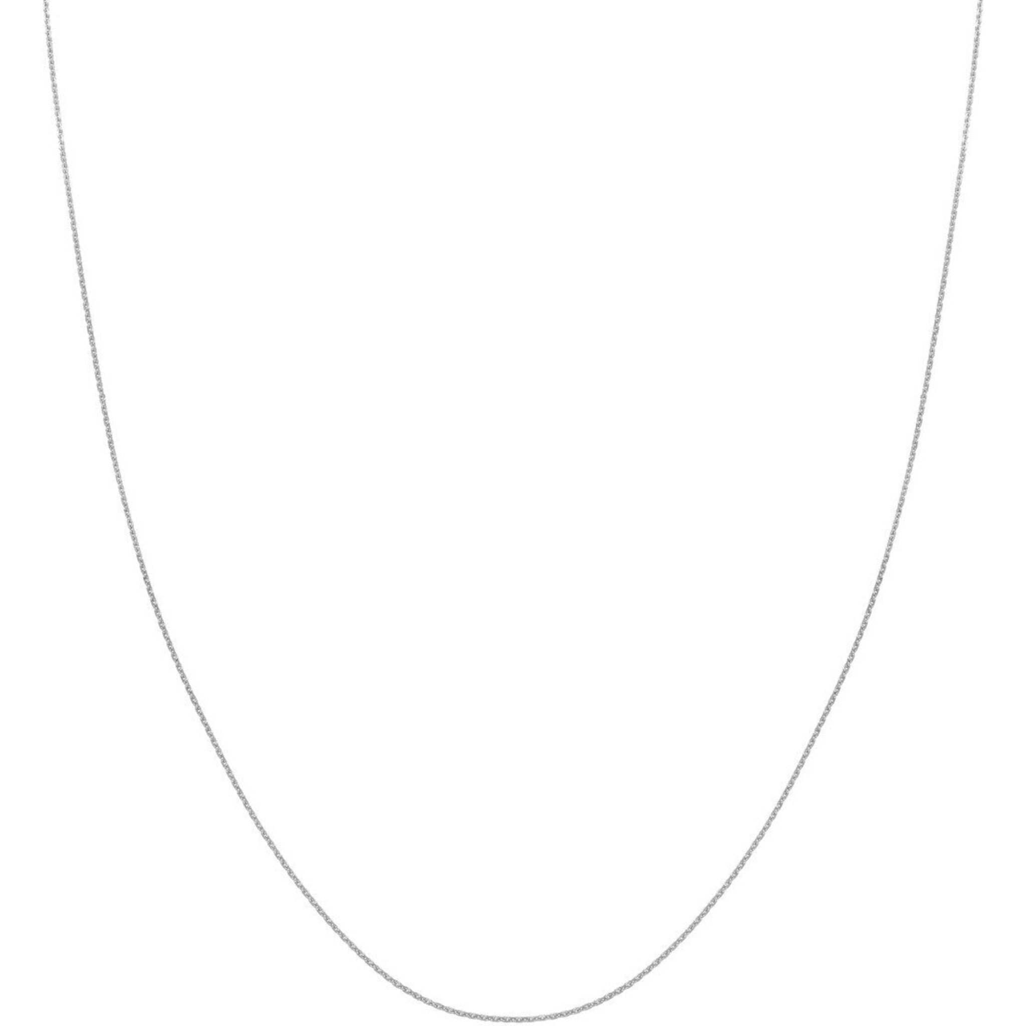 Olas d'Oro 24" Necklace - 14K White Gold 0.8mm Diamond Cut Cable Chain with Lobster Lock