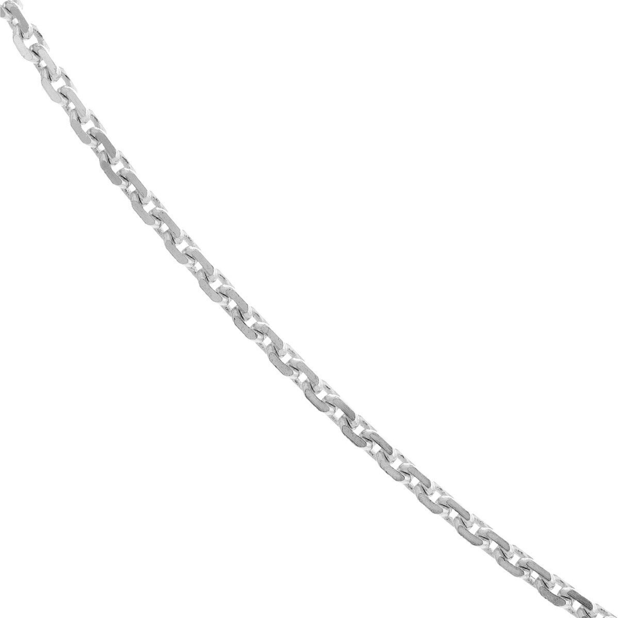Olas d'Oro 24" Necklace - 14K White Gold 0.8mm Diamond Cut Cable Chain with Lobster Lock