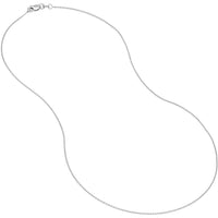 Olas d'Oro 24" Necklace - 14K White Gold 0.8mm Diamond Cut Cable Chain with Lobster Lock