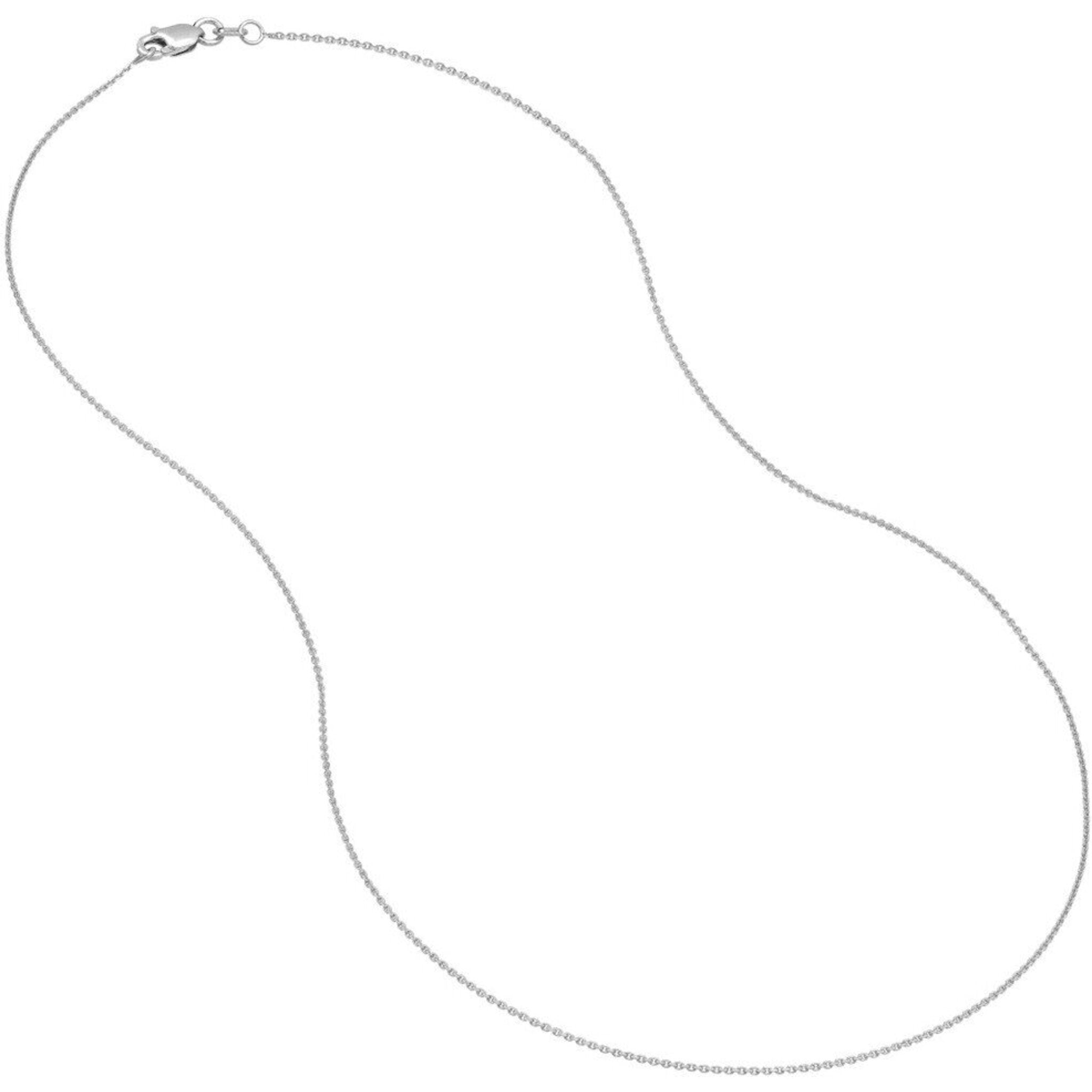 Olas d'Oro 24" Necklace - 14K White Gold 0.8mm Diamond Cut Cable Chain with Lobster Lock